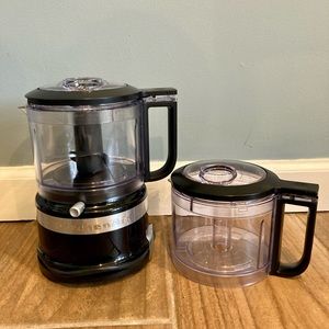KitchenAid mini food processor with two work bowls in original box (never used)